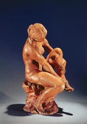 Mujer quitándose las medias, c.1870